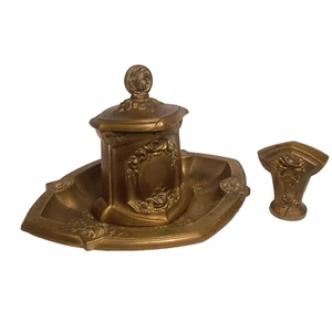 1900’s Rare Antique French Signed O.Lelievre Desktop Inkstand/Inkwell & Wax Seal - Picture 1 of 13