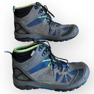 Merrell Capra Mid Waterproof Hiking Boots MY54635 Blue Gray Boys Youth Size 4 - Picture 1 of 11