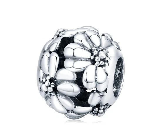 Charm Perle Bead Kugel Muster Blumen 925 Silber  - Anhänger für Armband - Bild 1 von 1