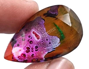 Gemas sueltas certificadas doblete ópalo ammolita color BI 46,5 CT corte pera 25N - Imagen 1 de 7