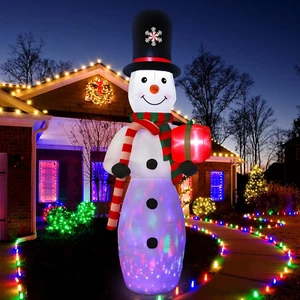 10FT Christmas Inflatables Outdoor Decorations, Giant Inflatable Snowman Holding - Picture 1 of 7
