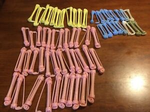 Vintage Lot of 6 Spin Arm Swing Clip Perm Rod Rollers 4 sizes Maybe Goody.