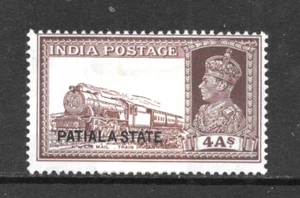 1937-38 PATILA, SG88 CAT £45 USATO, LOCOMOTIVA, TRENO, KGVI, INDIA STATI INDIANI - Foto 1 di 1