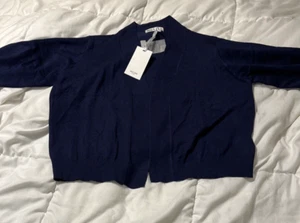 GRACE KARIN Women's 3/4 Sleeve Cardigan Knit Cropped Open Front Navy Blue XL New - Picture 1 of 10