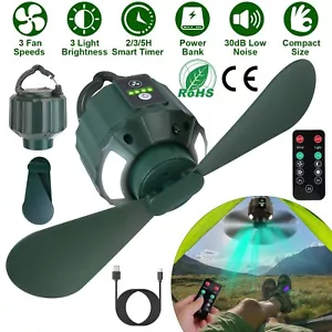 Camping Fan with LED Lantern, Portable Rechargeable Battery Powered Fan - Picture 1 of 22