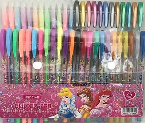 Gel Pens 48pc Colours Art Craft Classic Neon Glitter Metallic Swirl Gel Ink Pen - Picture 1 of 4