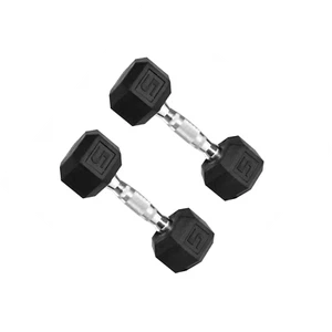 Barbell Set 5Lb Pair Coated Rubber Hex Dumbbell Home Gym Weight Lifting Training - Picture 1 of 8