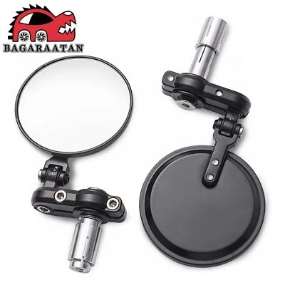 Espejos retrovisores laterales de barra plegables redondos negros de 7/8" para motocicleta Honda Yamaha Suzuki Foto 1 de 4