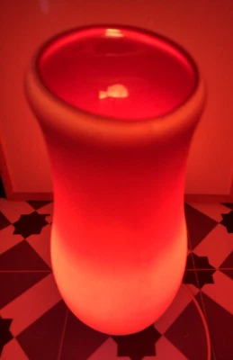 Ikea Mylonit Table Lamp Red Gloss Inside Outside White Frosted Glass 31cm 1kg - Image 1 of 4