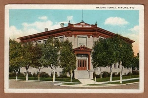 Masonic Temple Rawlins Wyoming 1936 WB Postcard - Picture 1 of 2