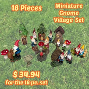 Miniture Gnome Village Set 18 Pc. Set Pre-Owned Excellent Condition - Picture 1 of 6