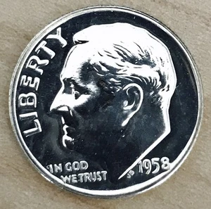 1958 PROOF ROOSEVELT DIME! **SILVER**GEM DEEP LIQUID MIRRORS$$ WOW COIN! #M6_923 - Picture 1 of 2