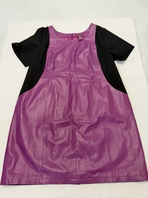 Jessica London Purple Genuine Leather & Ponte Knit Dress Women's Plus Size 20 - Image 1 of 4