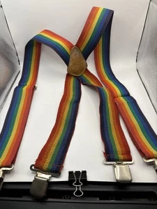 Rainbow Suspenders Adult Adjustable 2 Inch Wide Pride Mork Vibrant Colorful - Picture 1 of 4