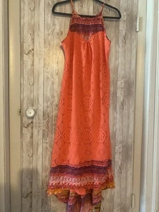 Maurices pink lace dress size large high low midi womens - Picture 1 of 6