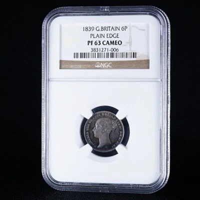Victoria 1839 Proof Sixpence Young Head coin, graded by NGC PF63 Cameo - Image 1 of 4