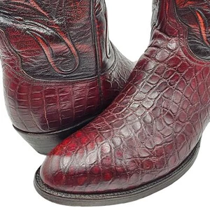 Lucchese Exotic Black Cherry Alligator Bias Cut Mens 10.5D Cowboy Western Boots - Picture 1 of 17