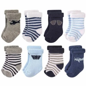 Hudson Baby Rolled Cuff Crew Socks, 8-Pack, Aviator - Picture 1 of 1