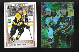 2023-24 PONTE SUPERIORE PATRICE BERGERON ZONA STELLA E INSERTI PARALLELI LUCIDI - Foto 1 di 2