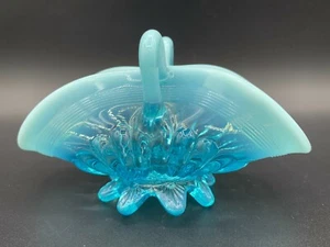 Victorian English George Davidson Pearline Opalescent Glass Basket Bowl 1890's - Bild 1 von 9