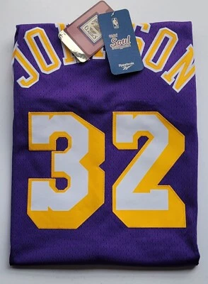 Reebok Hardwood Classic 1979-80 Los Angeles Lakers Away Jersey Magic JOHNSON New Foto 1 de 4