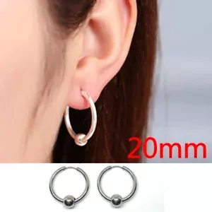 Pendientes de aro con bisagras de acero inoxidable de 20 mm para hombre y mujer - Imagen 1 de 7