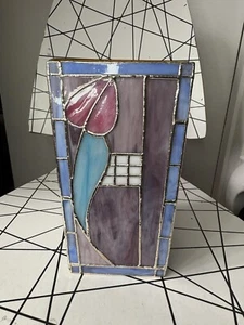 Vintage Rennie Mackintosh Style stained glass vase Past Times - Picture 1 of 12