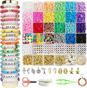 6200 Pcs Clay Beads Bracelet Making Kit, Friendship Bracelet Kits, 6Mm