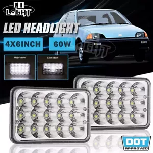 2x 4x6" inch Chrome LED Headlights Hi Lo Beam Reflector For Chevrolet S10 95-97 - Foto 1 di 20