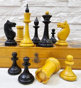 Vintage Chess Set Soviet Wooden Gambit Latvian Style 1970s USSR Antique - Picture 1 of 21