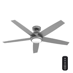 Hunter Fan 52 inch Casual Matte Silver Indoor Ceiling Fan w Light Kit and Remote - Picture 1 of 7