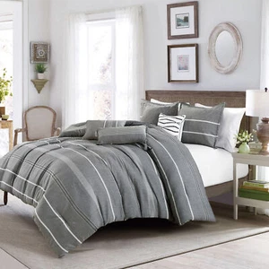 Chezmoi Collection 7-Piece Bedding Yarn Dyed Striped Jacquard Comforter Set - Picture 1 of 5