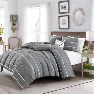 Chezmoi Collection 7-Piece Bedding Yarn Dyed Striped Jacquard Comforter Set - Image 1 of 3