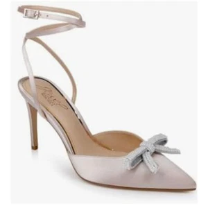 Jewel Badgley Mischka Kynlee Patent Leather Stiletto Heel with Crystal Bow - Picture 1 of 4