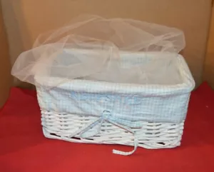 "Keepsake" Painted Wicker Rattan Multi Purpose Basket w/Lining Home Décor ~11" L - Picture 1 of 4