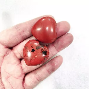 2pcs Natural Red Jasper Heart Reiki Gemstone Crystal Quartz Healing Decorate - Picture 1 of 7