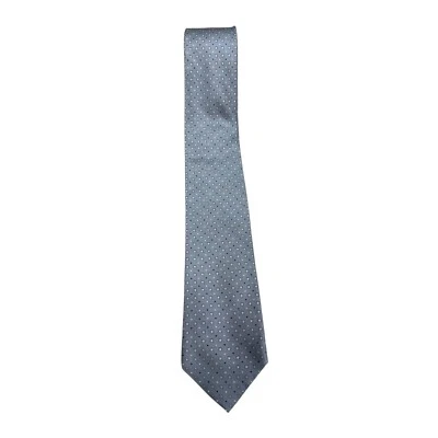 DKNY Men's Tie Light Gray Geometric Mini Square Design Business Formal 100% Silk Foto 1 de 4