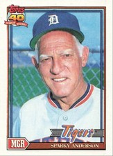 1991 Topps Baseball Sparky Anderson Detroit Tigers #519