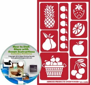 Apple Stencil + Reusable Fruit Designs: Pineapple, Orange, Pears, Fruit Basket - Picture 1 of 4
