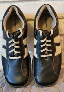 VTG Thom McAn Men's Black Tan Leather Oxford Comfort Lace Up Sneaker Shoe Sz 11 - Picture 1 of 12