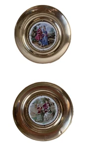 Regency Wandteller Messing & Bone China England - 2er Set - Bild 1 von 9