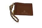 Michael Kors Jet Set Charm Small ID Gold Chain Card Holder Brown NEW $128