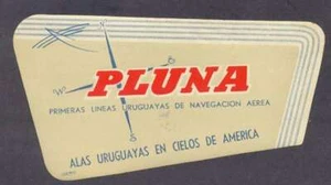 "Uruguay Pluna Airlines Etiqueta 2 1/2"" x 4 1/2"" - Imagen 1 de 1