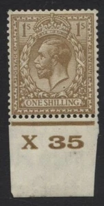 1924 1/- BISTRE-BROWN BLOCK CYPHER CONTROL (X35) SINGLE. SG 429 - Bild 1 von 1
