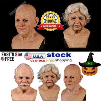 Máscara de látex para mujeres antiguas Halloween Juegos con disfraces Fiesta Máscaras faciales completas realistas Tocado Foto 1 de 4