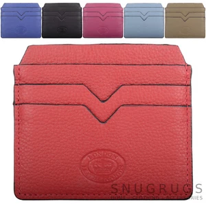 Mens Ladies Genuine Pebble Leather Slim Line Travel Credit Card Case - Picture 1 of 13