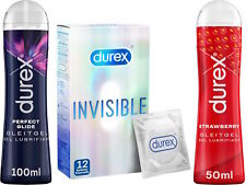 Durex Ausprobier-Set mit Play Sweet Strawberry Gleitgel 50ml Invisible Kondome