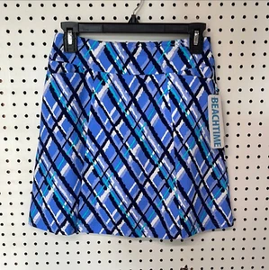 BEACHTIME by Lulu-B Ladies Blue Argyle Print 2-Pocket Pull-On Skort - Picture 1 of 1