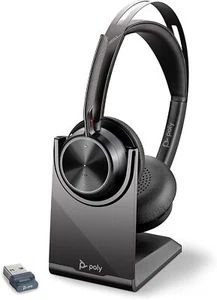 Plantronics Poly Voyager Focus 2 UC Wireless Headset & Charge Stand - Black NEW - Picture 1 of 7