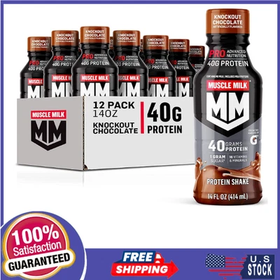 Batido de proteínas Muscle Milk Pro Series, chocolate Knockout, 40 g de proteína, 14 fl oz Foto 1 de 4